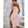 imageSOLY HUX Womens Strapless Tube Dresses Casual Summer Sun Dress Split Thigh Bodycon Midi DressesPure Pink