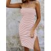 imageSOLY HUX Womens Strapless Tube Dresses Casual Summer Sun Dress Split Thigh Bodycon Midi DressesPure Pink
