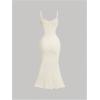 imageSOLY HUX Womens Summer Cami Midi Dress Floral Appliques V Neck Spaghetti Strap Bodycon DressesPlain Apricot