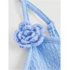 imageSOLY HUX Womens Summer Cami Midi Dress Floral Appliques V Neck Spaghetti Strap Bodycon DressesSolid Blue