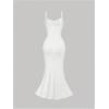 imageSOLY HUX Womens Summer Cami Midi Dress Floral Appliques V Neck Spaghetti Strap Bodycon DressesWhite Floral