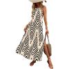 imageSOLY HUX Womens Boho Halter Neck Maxi Dress Sleeveless High Slit Backless Beach Vacation Flowy DressesApricot Chevron