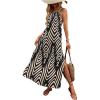 imageSOLY HUX Womens Boho Halter Neck Maxi Dress Sleeveless High Slit Backless Beach Vacation Flowy DressesBlack Chevron