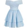 imageSOLY HUX Womens Off The Shoulder Ruffle Cocktail Dress 2025 Summer Wrap Dress Wedding Guest Graduation Prom DressesLight Blue