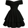 imageSOLY HUX Womens Off The Shoulder Ruffle Cocktail Dress 2025 Summer Wrap Dress Wedding Guest Graduation Prom DressesPlain Black