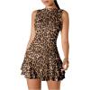 imageSOLY HUX Womens Sleeveless Ruched Layered Ruffle Hem Mini Dress Bodycon DressesBrown Leopard