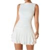 imageSOLY HUX Womens Sleeveless Ruched Layered Ruffle Hem Mini Dress Bodycon DressesPure White