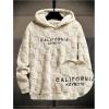 imageSOLY HUX Hoodies for Men Letter Graphic Pullover Hoodie Sherpa Embroidery Long Sleeve Fleece Hooded SweatshirtBeige Letter