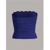 imageSOLY HUX Womens Lace Trim Ruched Bandeau Crop Tube Tops Bowknot Front Strapless Summer TopsDark Blue