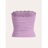 imageSOLY HUX Womens Lace Trim Ruched Bandeau Crop Tube Tops Bowknot Front Strapless Summer TopsLilac Purple