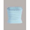imageSOLY HUX Womens Lace Trim Ruched Bandeau Crop Tube Tops Bowknot Front Strapless Summer TopsPlain Light Blue