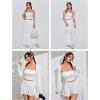 imageSOLY HUX Womens Lace Trim Ruched Bandeau Crop Tube Tops Bowknot Front Strapless Summer TopsPlain White
