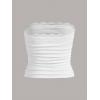 imageSOLY HUX Womens Lace Trim Ruched Bandeau Crop Tube Tops Bowknot Front Strapless Summer TopsPlain White