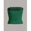 imageSOLY HUX Womens Lace Trim Ruched Bandeau Crop Tube Tops Bowknot Front Strapless Summer TopsPure Dark Green
