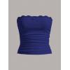 imageSOLY HUX Womens Lace Trim Ruched Bandeau Crop Tube Tops Bowknot Front Strapless Summer TopsPure Royal Blue