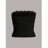 imageSOLY HUX Womens Lace Trim Ruched Bandeau Crop Tube Tops Bowknot Front Strapless Summer TopsSolid Black