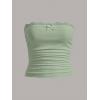 imageSOLY HUX Womens Lace Trim Ruched Bandeau Crop Tube Tops Bowknot Front Strapless Summer TopsSolid Mint Green