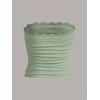 imageSOLY HUX Womens Lace Trim Ruched Bandeau Crop Tube Tops Bowknot Front Strapless Summer TopsSolid Mint Green