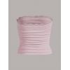 imageSOLY HUX Womens Lace Trim Ruched Bandeau Crop Tube Tops Bowknot Front Strapless Summer TopsSolid Pink