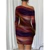 imageSOLY HUX Womens Sexy Off The Shoulder Bodycon Mini Dress Tie Dye Long Sleeve Ruched Asymmetrical Club DressesOrange Multi