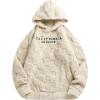 imageSOLY HUX Hoodies for Men Letter Graphic Pullover Hoodie Sherpa Embroidery Long Sleeve Fleece Hooded SweatshirtBeige Letter