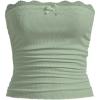 imageSOLY HUX Womens Lace Trim Ruched Bandeau Crop Tube Tops Bowknot Front Strapless Summer TopsSolid Mint Green