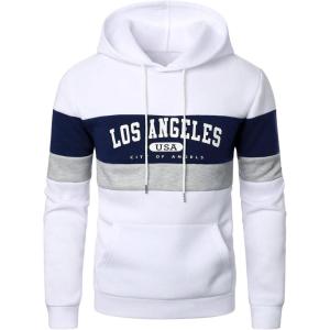 imageSOLY HUX Graphic Hoodies for Men Fleece Pullover Hooded Sweatshirt Long Sleeve Fashion Fall Shirts with Kanga PocketWhite Letter