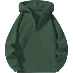 imageSOLY HUX Mens Quarter Zip Hoodies Zip Up Hoodie Long Sleeve Drop Shoulder Sweatshirt Casual PulloverPure Army Green