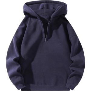 imageSOLY HUX Mens Quarter Zip Hoodies Zip Up Hoodie Long Sleeve Drop Shoulder Sweatshirt Casual PulloverPure Blue