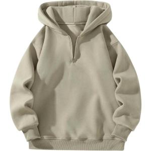 imageSOLY HUX Mens Quarter Zip Hoodies Zip Up Hoodie Long Sleeve Drop Shoulder Sweatshirt Casual PulloverPure Green