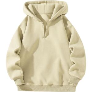 imageSOLY HUX Mens Quarter Zip Hoodies Zip Up Hoodie Long Sleeve Drop Shoulder Sweatshirt Casual PulloverPure Light Apricot
