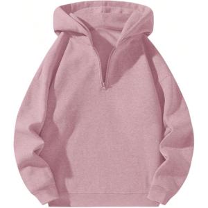 imageSOLY HUX Mens Quarter Zip Hoodies Zip Up Hoodie Long Sleeve Drop Shoulder Sweatshirt Casual PulloverPure Light Pink