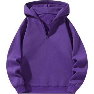 imageSOLY HUX Mens Quarter Zip Hoodies Zip Up Hoodie Long Sleeve Drop Shoulder Sweatshirt Casual PulloverPure Mauve Purple