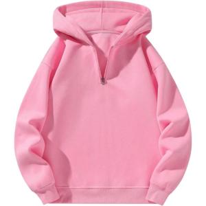 imageSOLY HUX Mens Quarter Zip Hoodies Zip Up Hoodie Long Sleeve Drop Shoulder Sweatshirt Casual PulloverPure Pink
