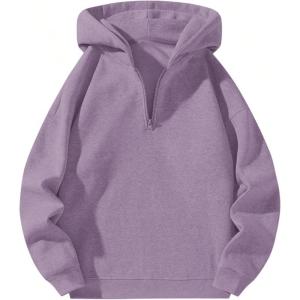 imageSOLY HUX Mens Quarter Zip Hoodies Zip Up Hoodie Long Sleeve Drop Shoulder Sweatshirt Casual PulloverPure Purple