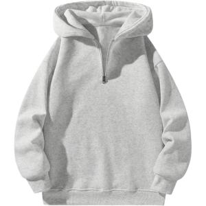 imageSOLY HUX Mens Quarter Zip Hoodies Zip Up Hoodie Long Sleeve Drop Shoulder Sweatshirt Casual PulloverPure White