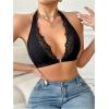 imageSOLY HUX Bras for Women Lace Front Closure Wireless Bra Halter Deep V Neck Comfort BralettePure Black