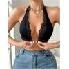 imageSOLY HUX Bras for Women Lace Front Closure Wireless Bra Halter Deep V Neck Comfort BralettePure Black