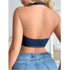 imageSOLY HUX Bras for Women Lace Front Closure Wireless Bra Halter Deep V Neck Comfort BraletteSolid Blue