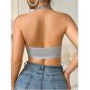 imageSOLY HUX Bras for Women Lace Front Closure Wireless Bra Halter Deep V Neck Comfort BraletteSolid Grey