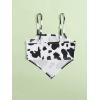 imageSOLY HUX Girls Spaghetti Strap Cow Print Asymmetrical Hem Bandana Cami Crop TopBlack and White