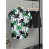 imageSOLY HUX Mens 2 Piece Outfits Tropical Print Short Sleeve Button Down Hawaiian Shirt and Shorts SetBlack and Green Tropical Print