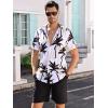 imageSOLY HUX Mens 2 Piece Outfits Tropical Print Short Sleeve Button Down Hawaiian Shirt and Shorts SetBlack and White Tropical