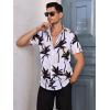 imageSOLY HUX Mens 2 Piece Outfits Tropical Print Short Sleeve Button Down Hawaiian Shirt and Shorts SetBlack and White Tropical