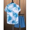 imageSOLY HUX Mens 2 Piece Outfits Tropical Print Short Sleeve Button Down Hawaiian Shirt and Shorts SetBlue and White Tropical Print