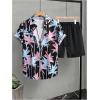 imageSOLY HUX Mens 2 Piece Outfits Tropical Print Short Sleeve Button Down Hawaiian Shirt and Shorts SetMulti Tropical Printed