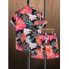 imageSOLY HUX Mens 2 Piece Outfits Tropical Print Short Sleeve Button Down Hawaiian Shirt and Shorts SetMulticoloured Floral Print
