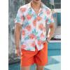 imageSOLY HUX Mens 2 Piece Outfits Tropical Print Short Sleeve Button Down Hawaiian Shirt and Shorts SetMulticoloured Tropical