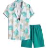 imageSOLY HUX Mens 2 Piece Outfits Tropical Print Short Sleeve Button Down Hawaiian Shirt and Shorts SetMulticoloured Tropical Print