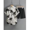 imageSOLY HUX Mens 2 Piece Outfits Tropical Print Short Sleeve Button Down Hawaiian Shirt and Shorts SetMulticoloured Tropical Printed